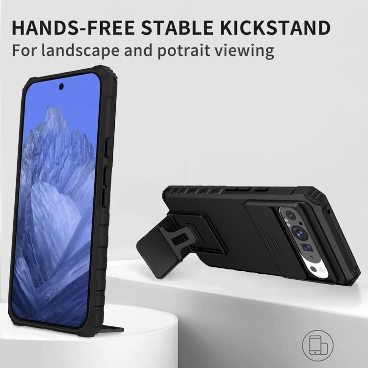 For Google Pixel 9 Pro XL Stereoscopic Holder Sliding Camshield Phone Case