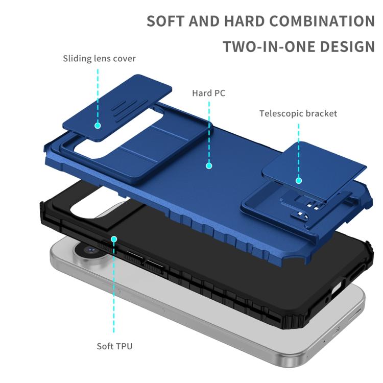 For Google Pixel 9 Pro XL Stereoscopic Holder Sliding Camshield Phone Case