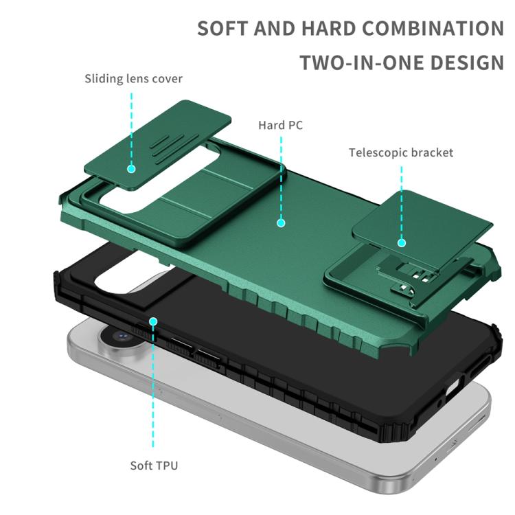 For Google Pixel 9 Pro XL Stereoscopic Holder Sliding Camshield Phone Case