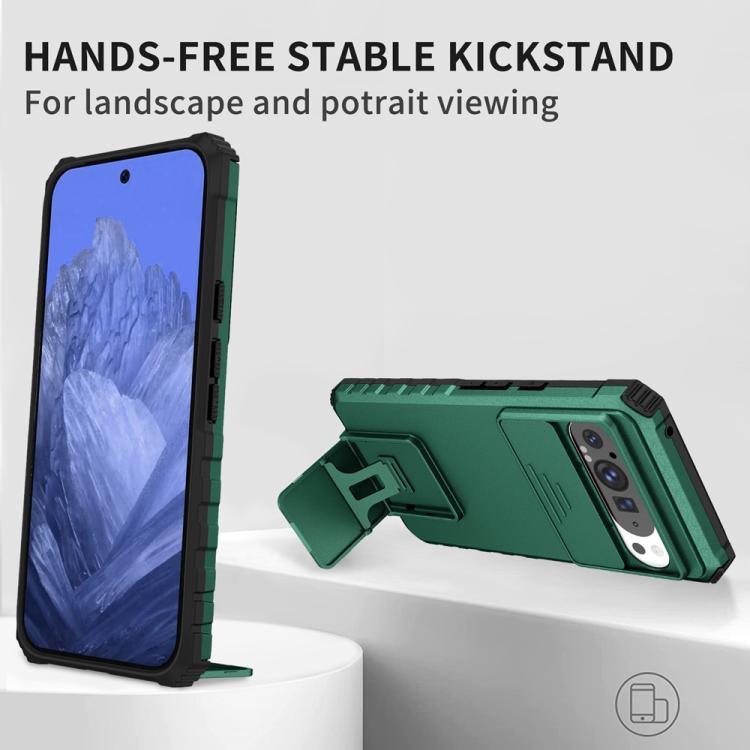 For Google Pixel 9 Pro XL Stereoscopic Holder Sliding Camshield Phone Case
