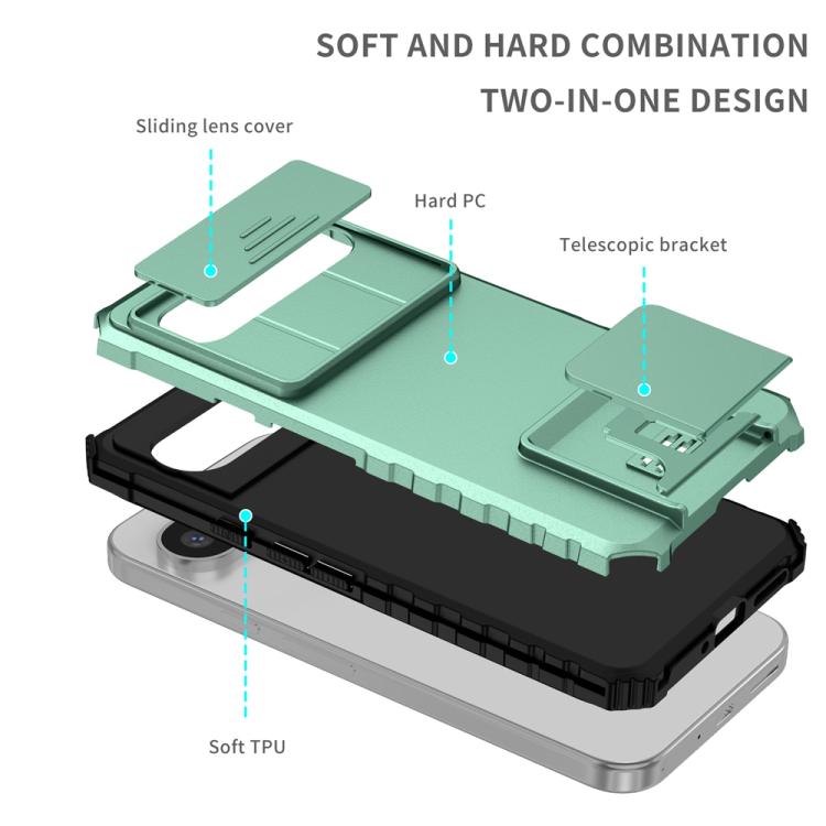 For Google Pixel 9 Pro XL Stereoscopic Holder Sliding Camshield Phone Case