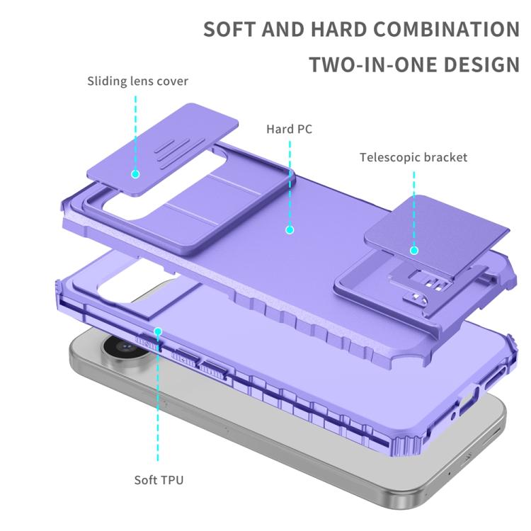 For Google Pixel 9 Pro XL Stereoscopic Holder Sliding Camshield Phone Case