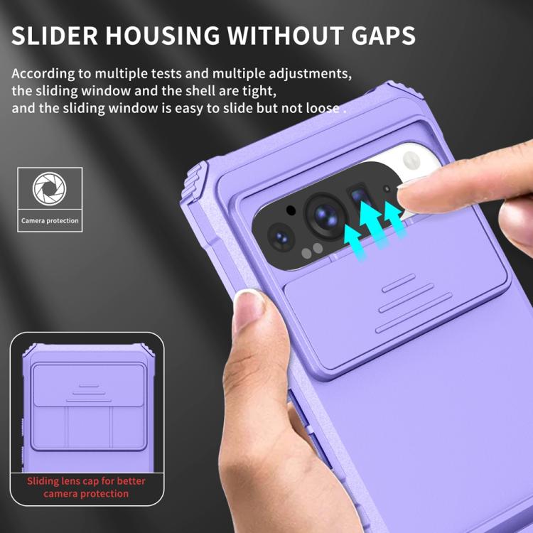 For Google Pixel 9 Pro XL Stereoscopic Holder Sliding Camshield Phone Case