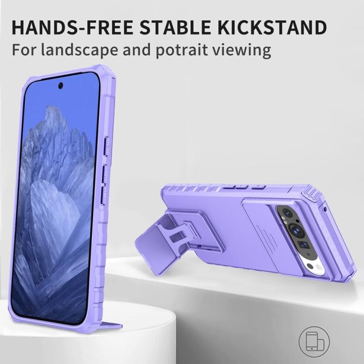 For Google Pixel 9 Pro XL Stereoscopic Holder Sliding Camshield Phone Case