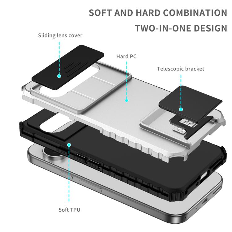 For Google Pixel 9 Pro Stereoscopic Holder Sliding Camshield Phone Case