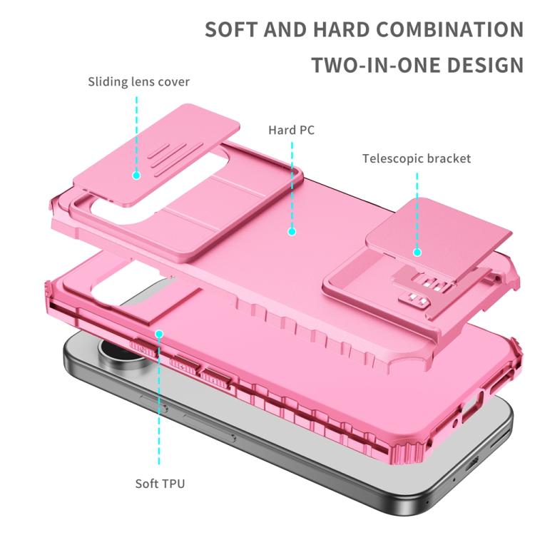 For Google Pixel 9 Pro Stereoscopic Holder Sliding Camshield Phone Case