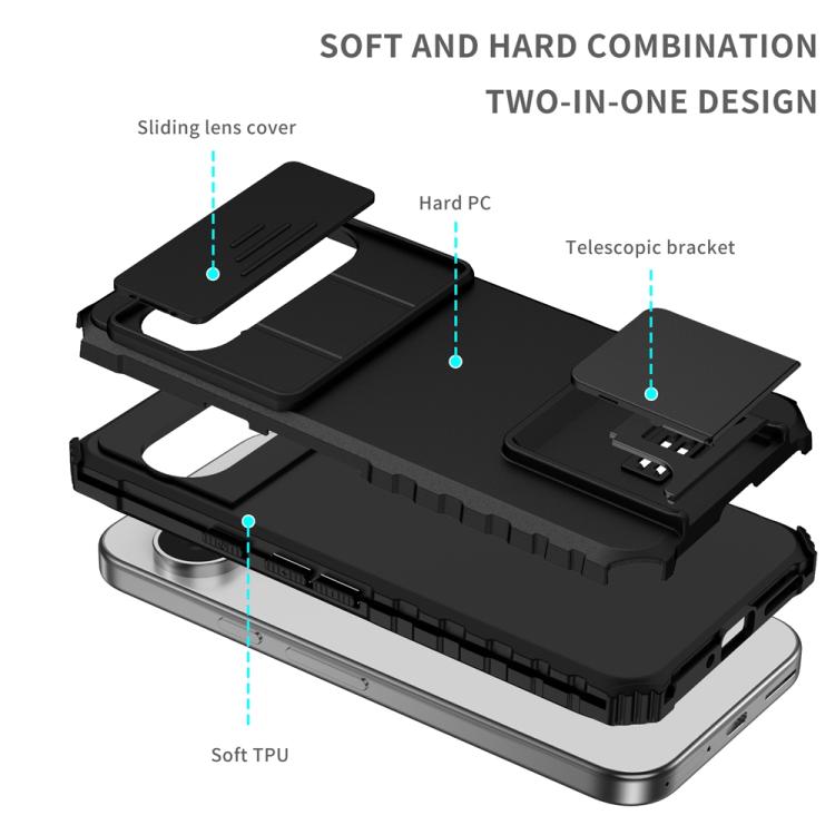 For Google Pixel 9 Pro Stereoscopic Holder Sliding Camshield Phone Case