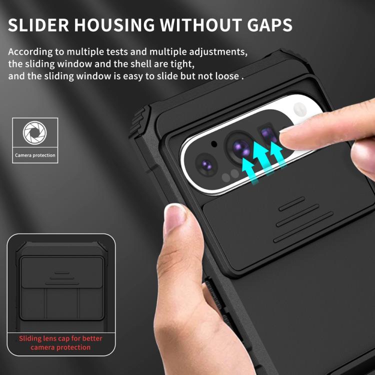 For Google Pixel 9 Pro Stereoscopic Holder Sliding Camshield Phone Case