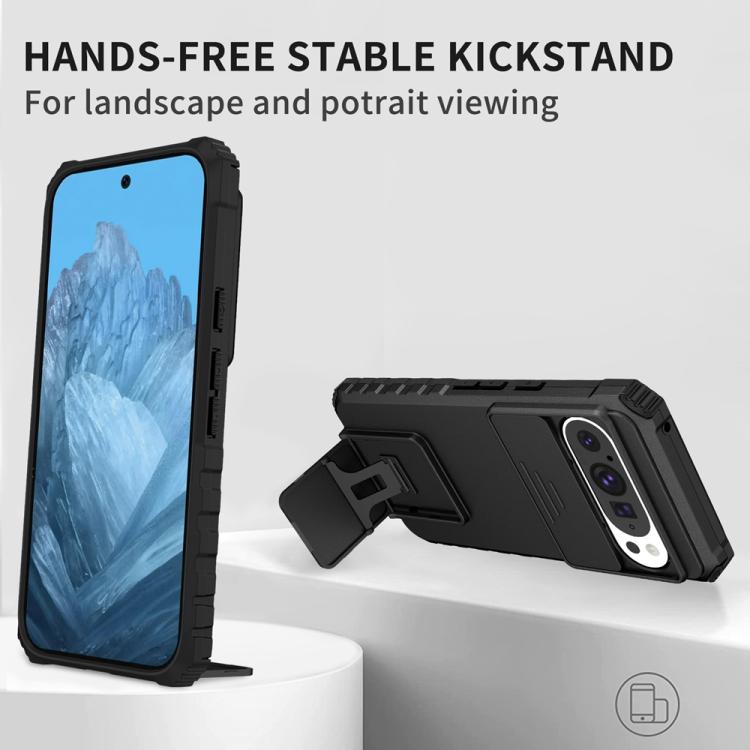 For Google Pixel 9 Pro Stereoscopic Holder Sliding Camshield Phone Case