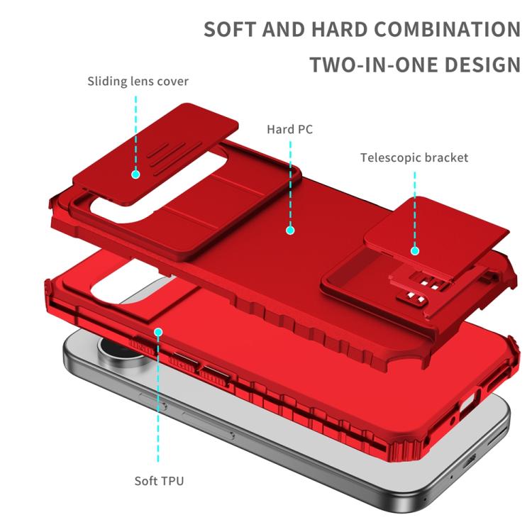 For Google Pixel 9 Pro Stereoscopic Holder Sliding Camshield Phone Case