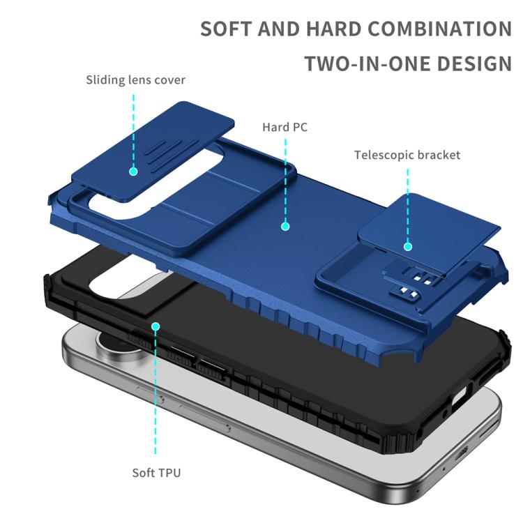 For Google Pixel 9 Pro Stereoscopic Holder Sliding Camshield Phone Case