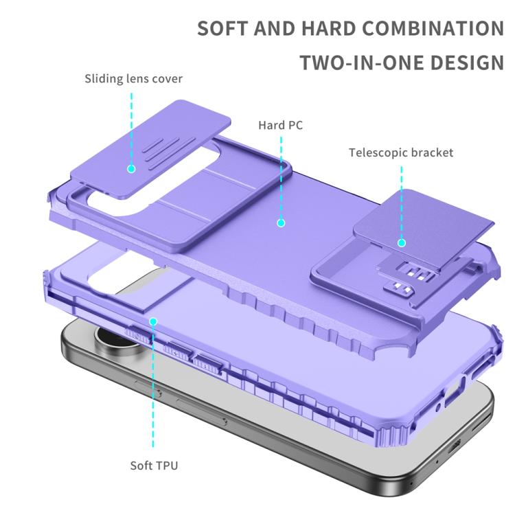 For Google Pixel 9 Pro Stereoscopic Holder Sliding Camshield Phone Case
