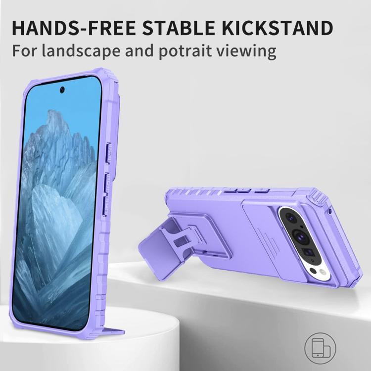 For Google Pixel 9 Pro Stereoscopic Holder Sliding Camshield Phone Case