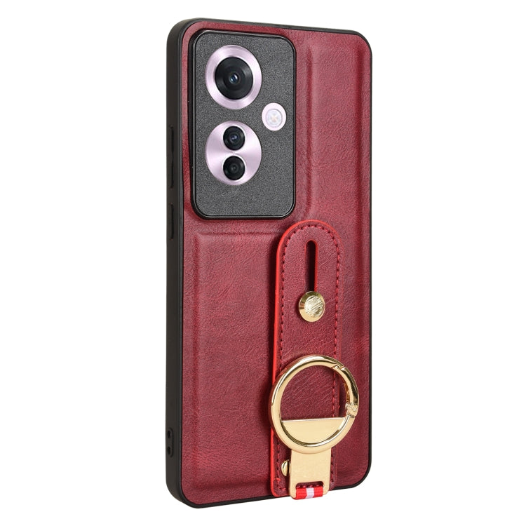For OPPO Reno11 PJH110 Wristband Leather Back Phone Case
