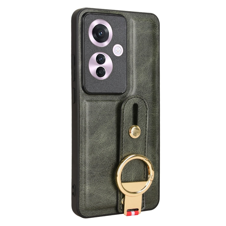 For OPPO Reno11 PJH110 Wristband Leather Back Phone Case