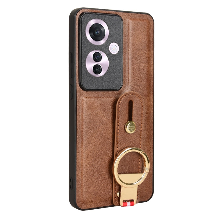 For OPPO Reno11 PJH110 Wristband Leather Back Phone Case