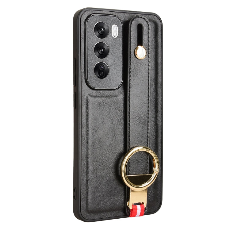 For OPPO Reno12 5G Global Wristband Leather Back Phone Case