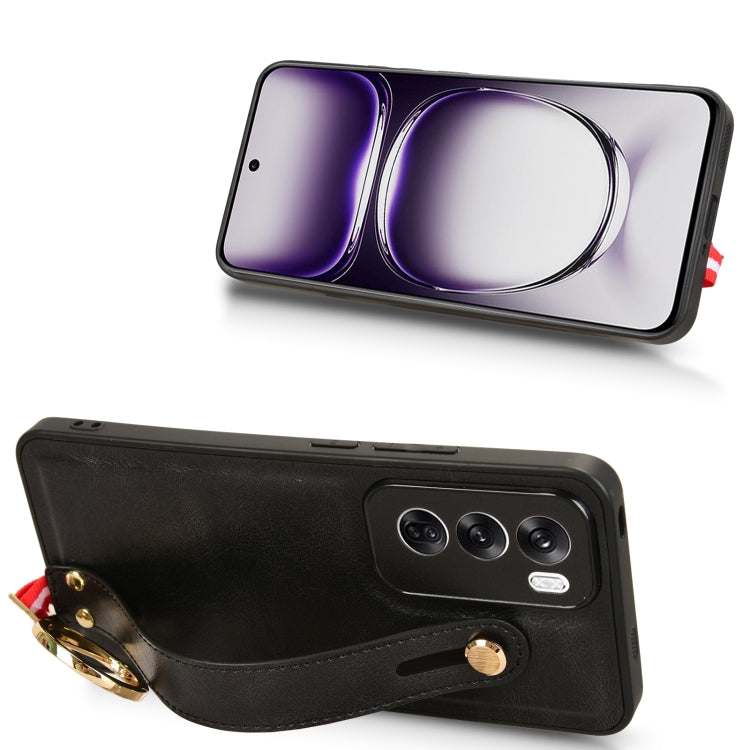 For OPPO Reno12 5G Global Wristband Leather Back Phone Case