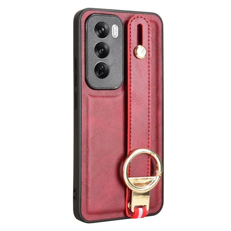 For OPPO Reno12 5G Global Wristband Leather Back Phone Case