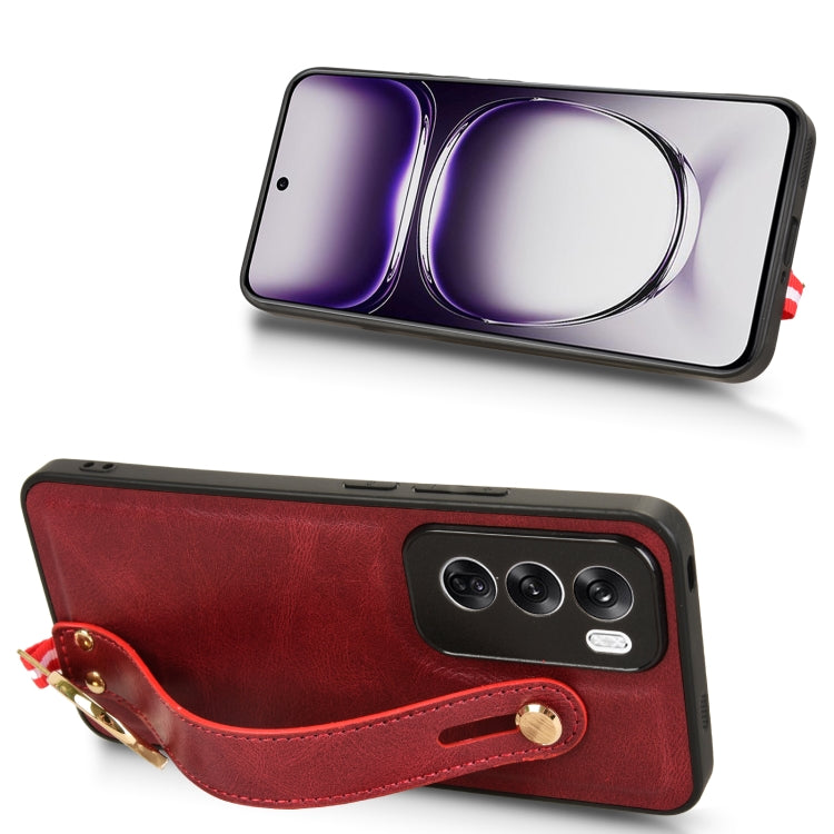 For OPPO Reno12 5G Global Wristband Leather Back Phone Case