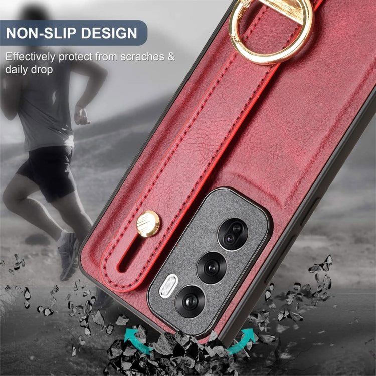 For OPPO Reno12 5G Global Wristband Leather Back Phone Case