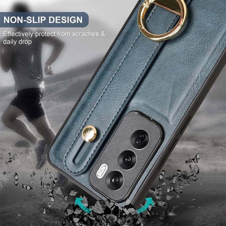 For OPPO Reno12 5G Global Wristband Leather Back Phone Case