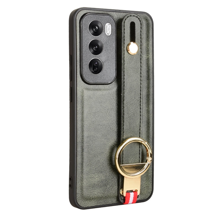 For OPPO Reno12 5G Global Wristband Leather Back Phone Case