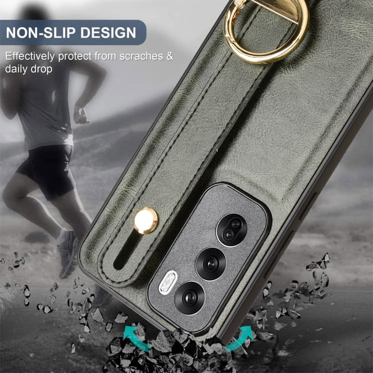 For OPPO Reno12 5G Global Wristband Leather Back Phone Case