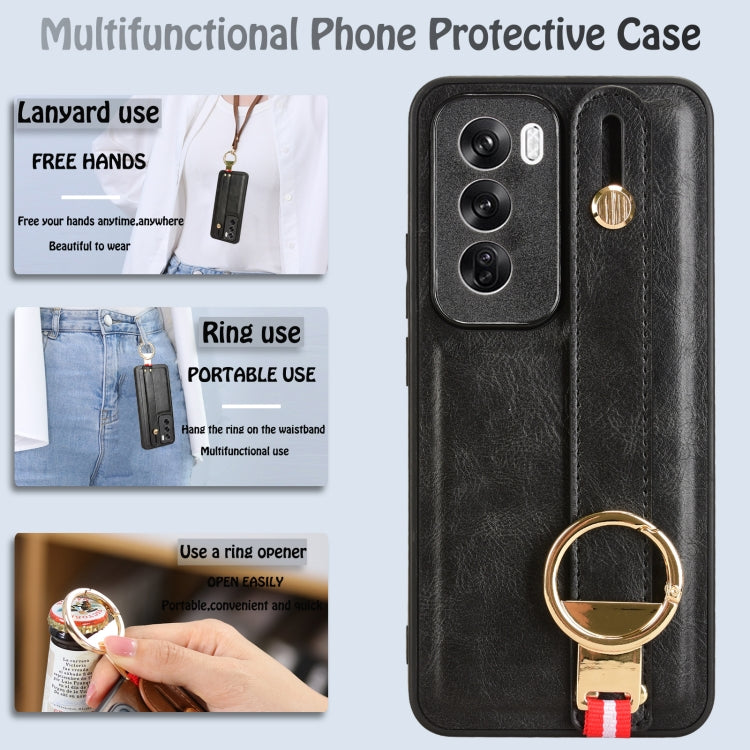 For OPPO Reno12 Pro 5G Global Wristband Leather Back Phone Case