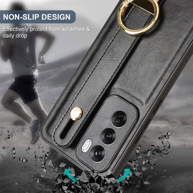 For OPPO Reno12 Pro 5G Global Wristband Leather Back Phone Case