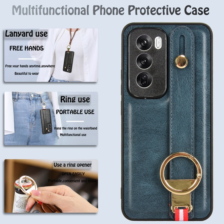 For OPPO Reno12 Pro 5G Global Wristband Leather Back Phone Case