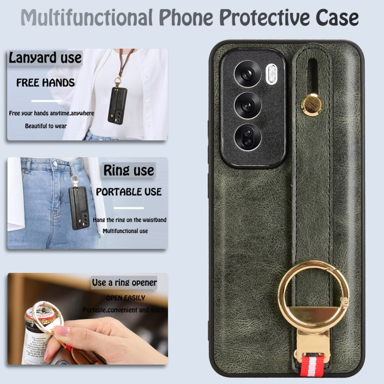 For OPPO Reno12 Pro 5G Global Wristband Leather Back Phone Case