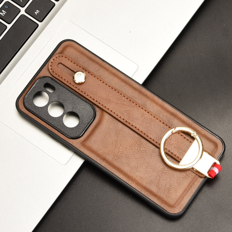 For OPPO Reno12 Pro 5G Global Wristband Leather Back Phone Case