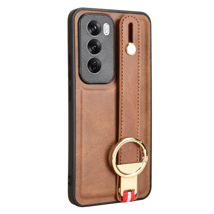 For OPPO Reno12 Pro 5G Global Wristband Leather Back Phone Case
