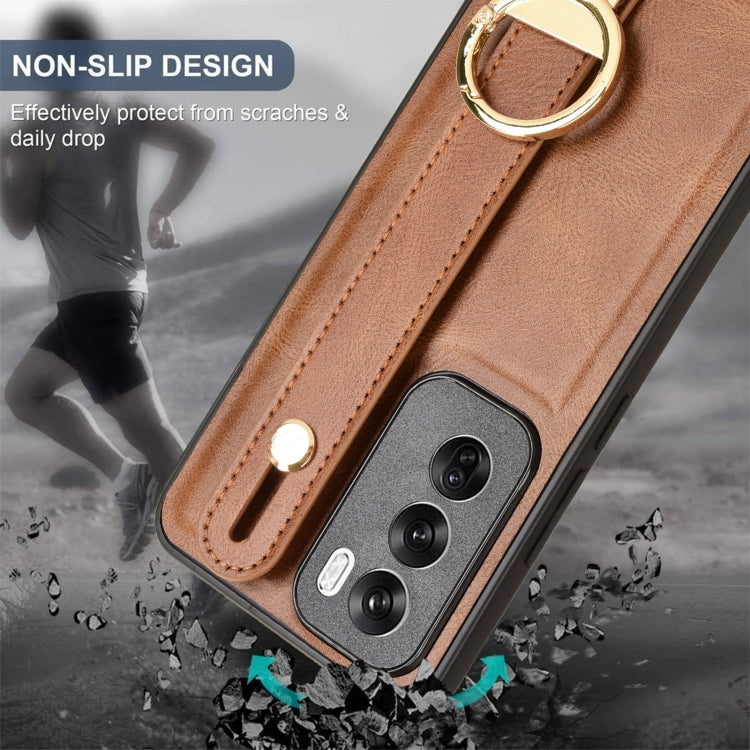 For OPPO Reno12 Pro 5G Global Wristband Leather Back Phone Case