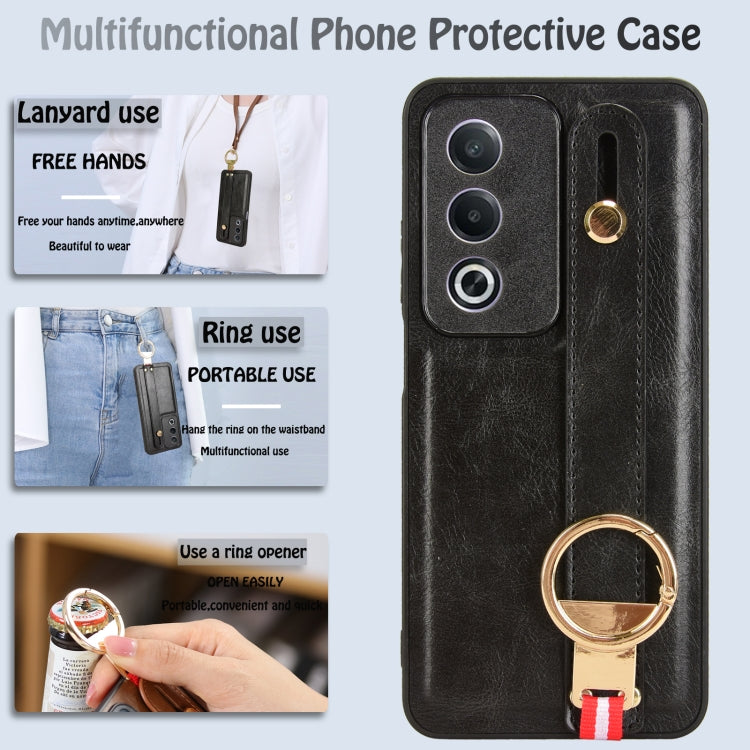 For OPPO A3 Pro India Wristband Leather Back Phone Case