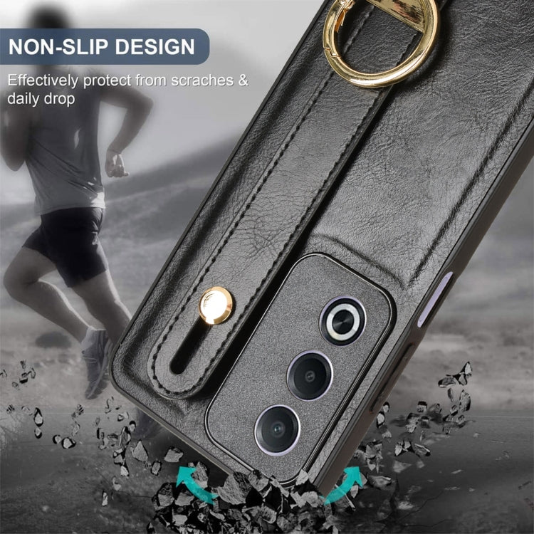 For OPPO A3 Pro India Wristband Leather Back Phone Case