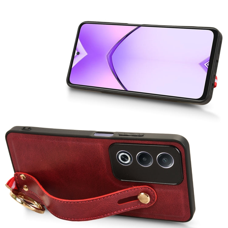 For OPPO A3 Pro India Wristband Leather Back Phone Case