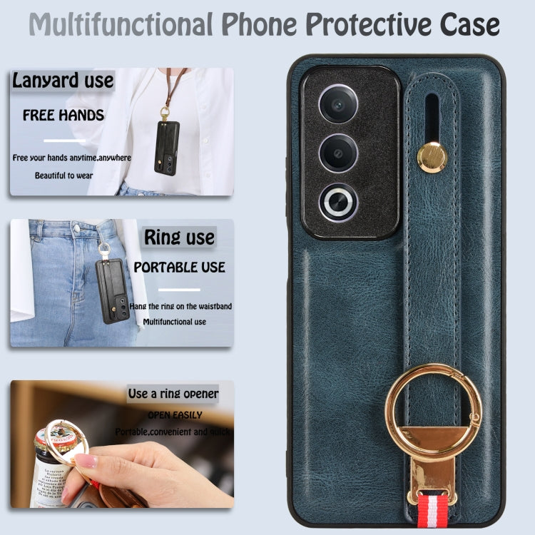 For OPPO A3 Pro India Wristband Leather Back Phone Case