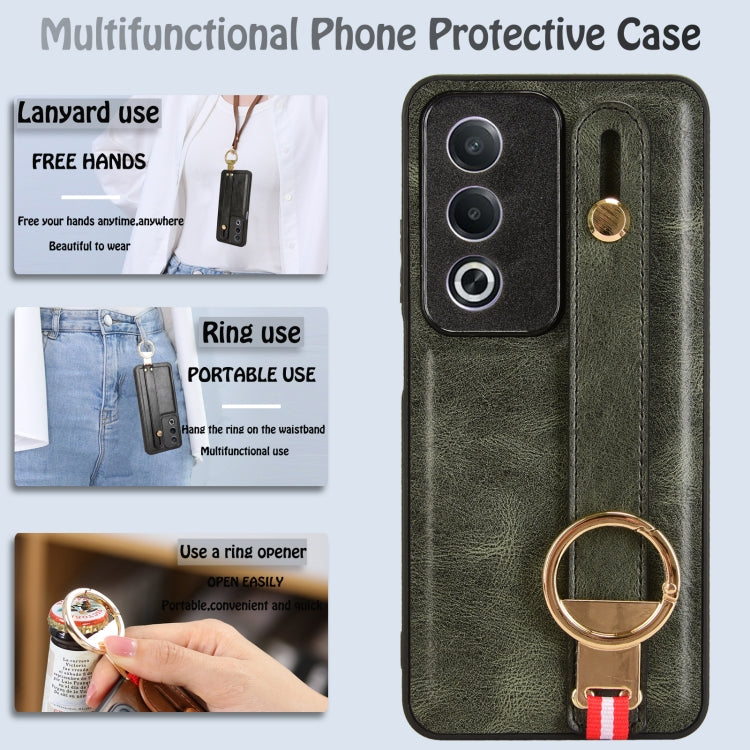 For OPPO A3 Pro India Wristband Leather Back Phone Case