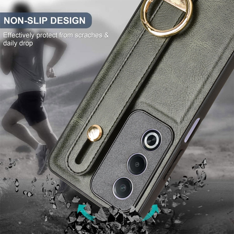 For OPPO A3 Pro India Wristband Leather Back Phone Case