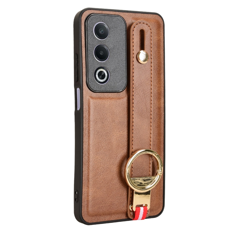 For OPPO A3 Pro India Wristband Leather Back Phone Case