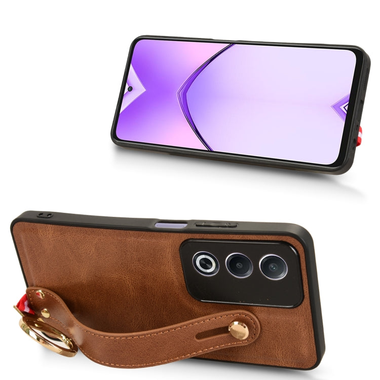 For OPPO A3 Pro India Wristband Leather Back Phone Case