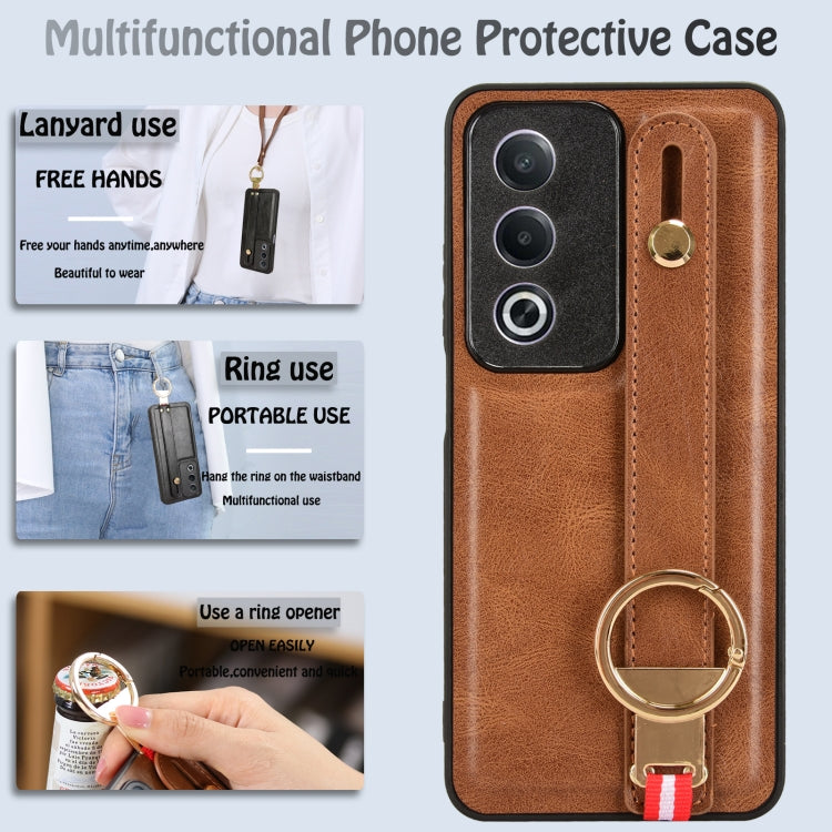 For OPPO A3 Pro India Wristband Leather Back Phone Case
