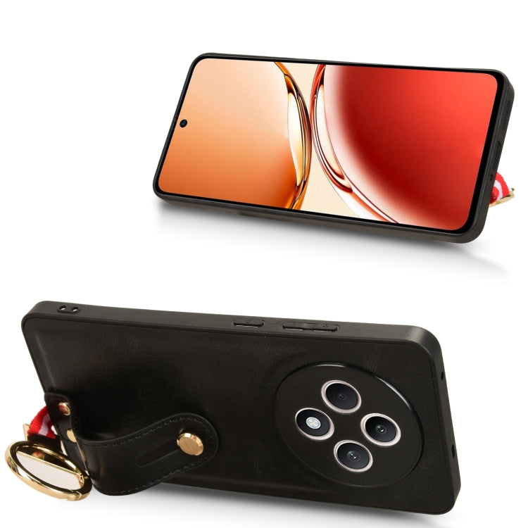 For OPPO Reno12 F 5G Wristband Leather Back Phone Case