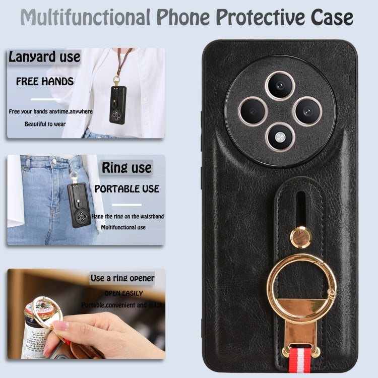 For OPPO Reno12 F 5G Wristband Leather Back Phone Case