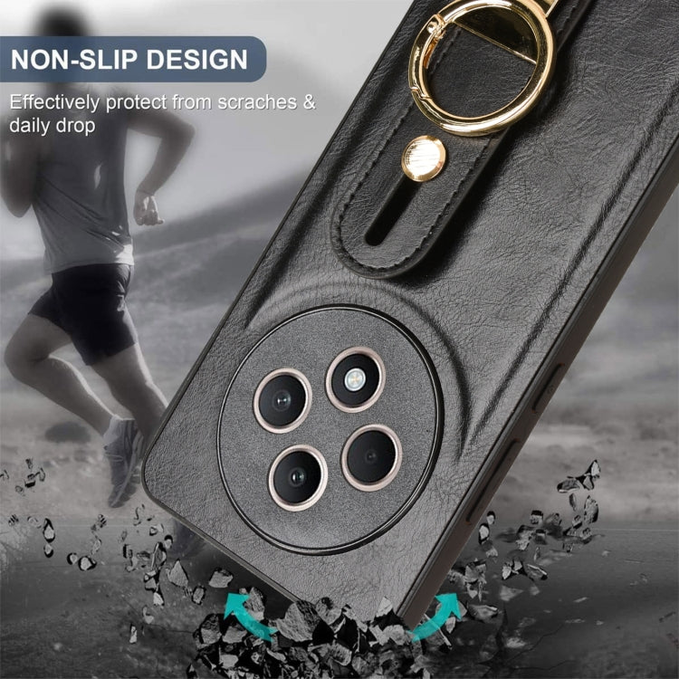For OPPO Reno12 F 5G Wristband Leather Back Phone Case