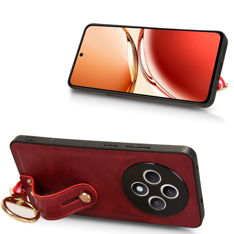 For OPPO Reno12 F 5G Wristband Leather Back Phone Case