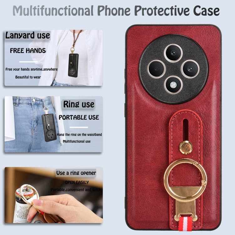 For OPPO Reno12 F 5G Wristband Leather Back Phone Case