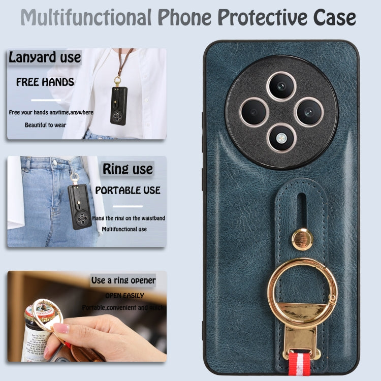 For OPPO Reno12 F 5G Wristband Leather Back Phone Case